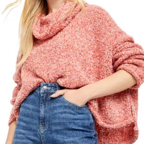 NWT Free People Red Flame BFF Cowl Neck Sweater - Picture 6 of 8